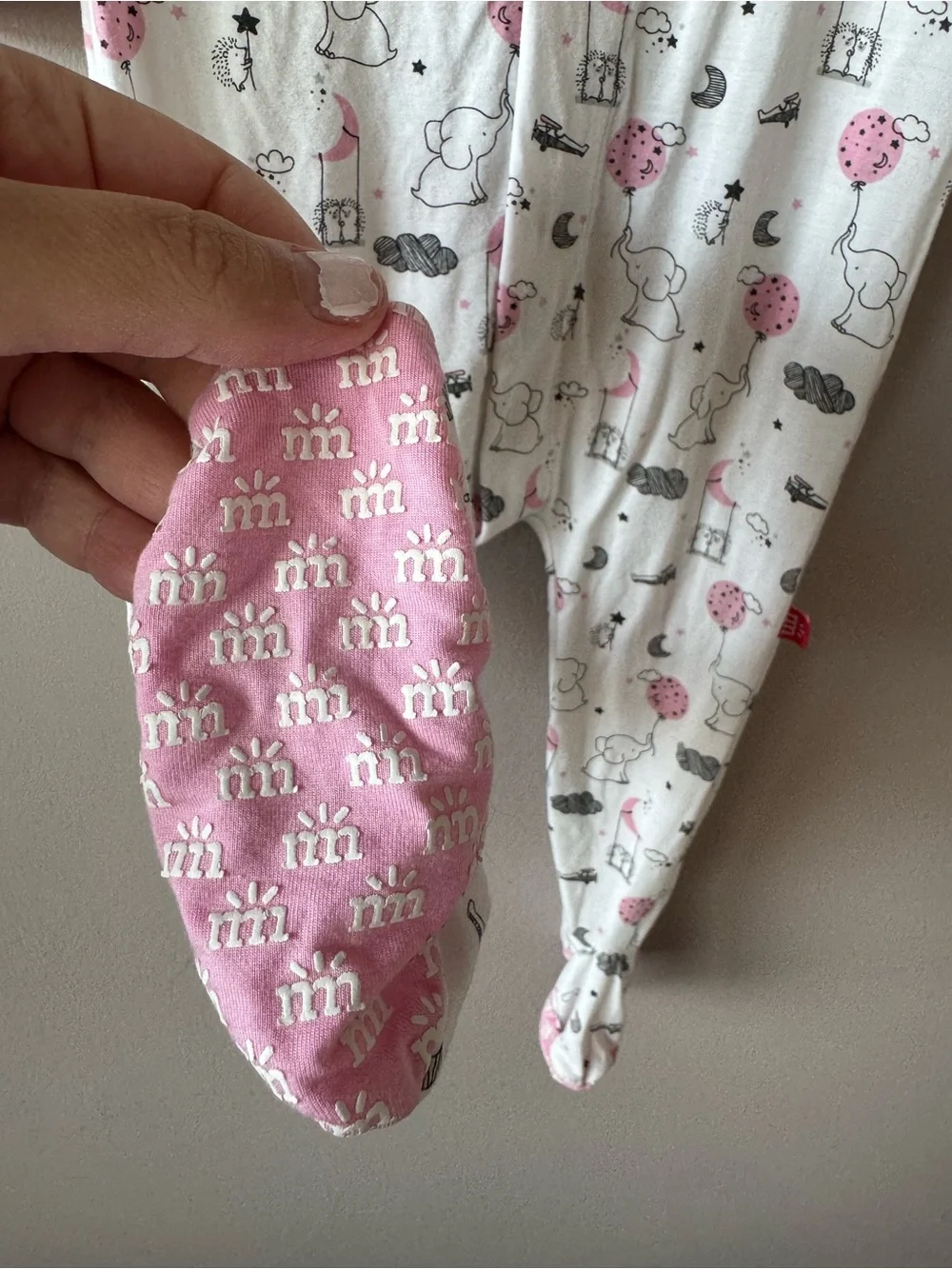Magnetic Me Baby Elephant Balloon Moon Print Footed Modal‎ Sleeper 9-12 months